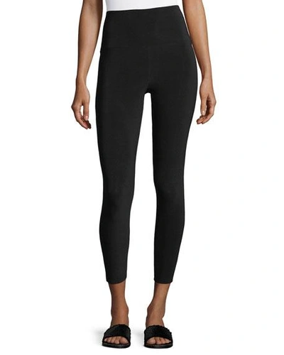 Shop Norma Kamali Cropped High-waist Leggings In Black