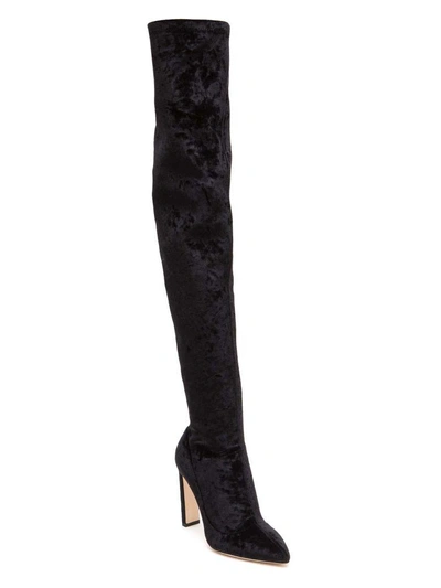 Shop Jimmy Choo Over-the-knees Boots In Velvet In Nero