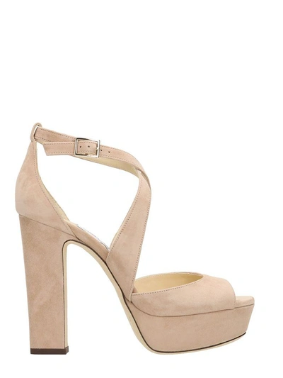 Shop Jimmy Choo April 120 Platform Sandals In Powder