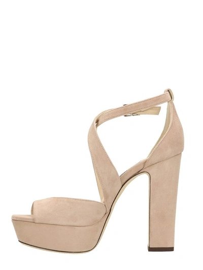 Shop Jimmy Choo April 120 Platform Sandals In Powder