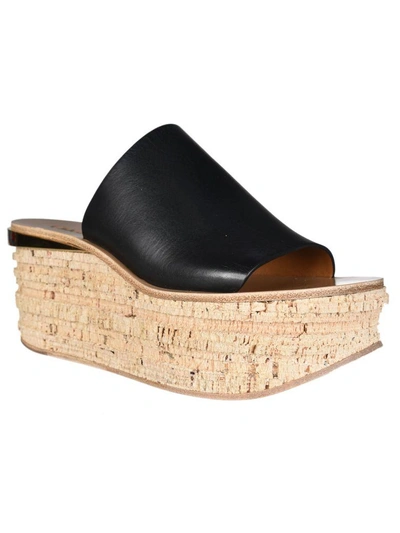 Shop Chloé Camille Wedge Mules In Black