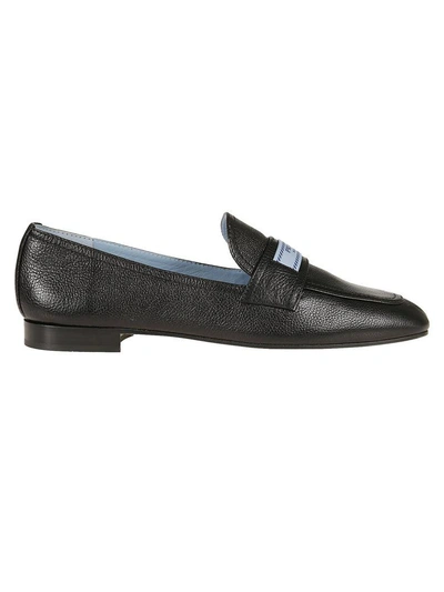 Shop Prada Logo Patch Loafers In Nero