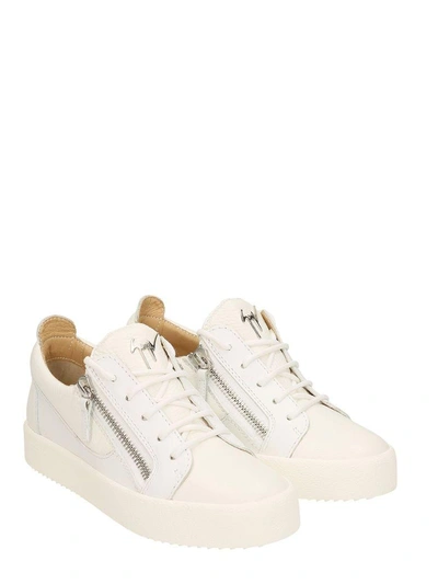 Shop Giuseppe Zanotti Kriss White Leather Low Top Sneakers
