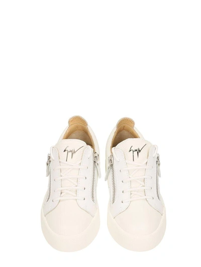 Shop Giuseppe Zanotti Kriss White Leather Low Top Sneakers