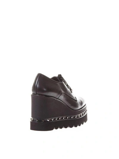 Shop Ras Nappa High Wedge Lace Up Mocassin In Black