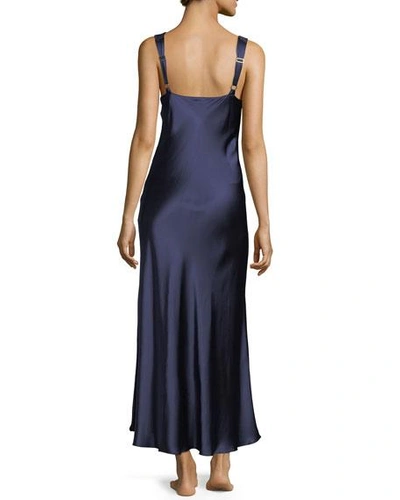 Shop Christine Designs Bijoux Lace-trim Nightgown In Navy