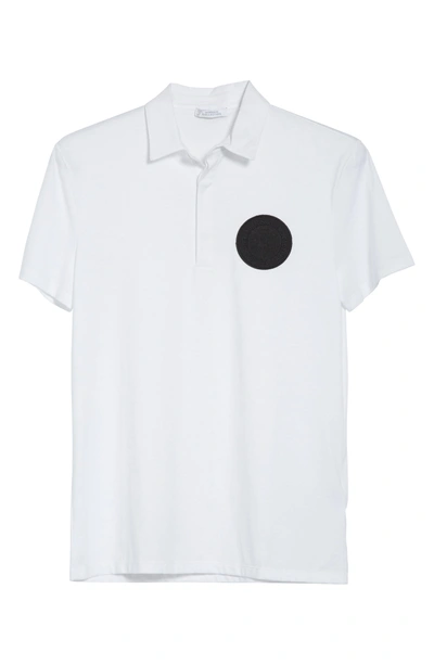 Shop Versace Logo Patch Jersey Polo In White