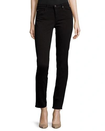 Shop Ag Prima Mid-rise Skinny Jeans In Super Black