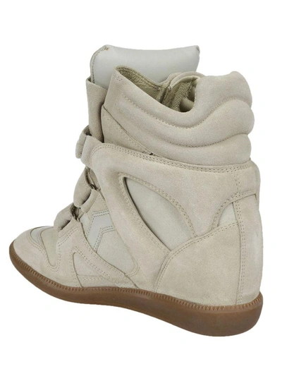 Shop Isabel Marant Suede Wedge Sneakers In Ecru