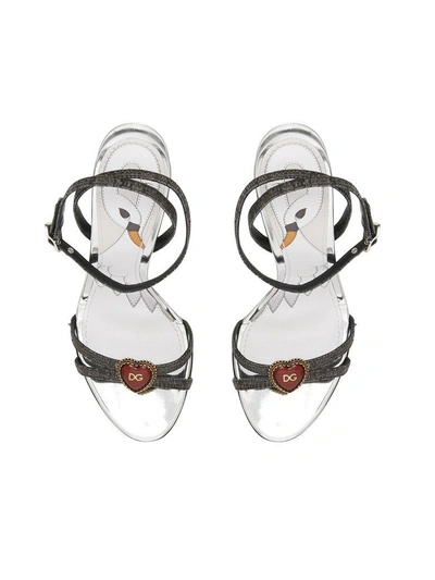 Shop Dolce & Gabbana Tropea Mirror Sandals In Nero-argentometallico