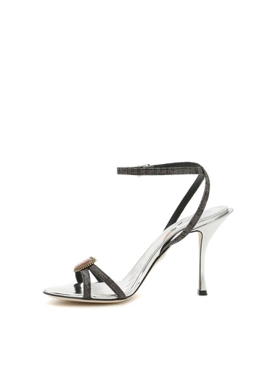 Shop Dolce & Gabbana Tropea Mirror Sandals In Nero-argentometallico