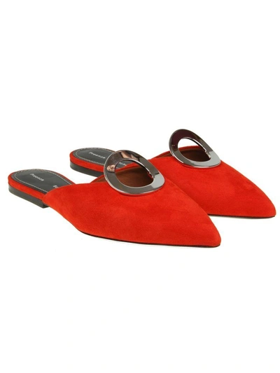 Shop Proenza Schouler Sabot In Red Suede In Tulip