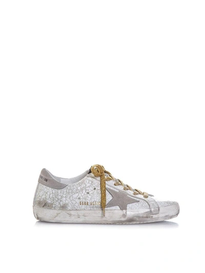 Shop Golden Goose Superstar Leather Sneakers In White Crash