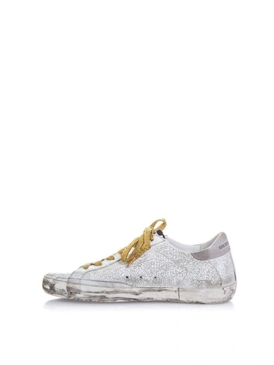 Shop Golden Goose Superstar Leather Sneakers In White Crash