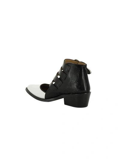 Shop Toga Cut Out Buckled Ankle Boots In White-patent Black
