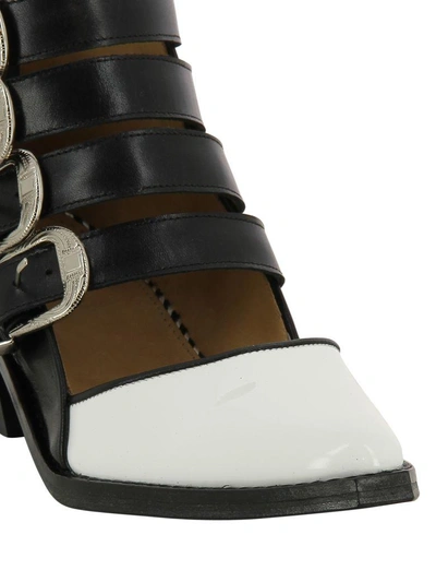 Shop Toga Cut Out Buckled Ankle Boots In White-patent Black