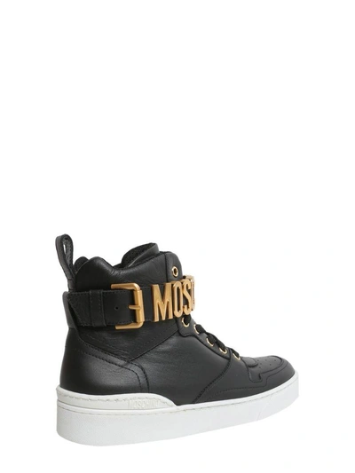 Shop Moschino High-top Sneakers With Logo Lettering In Nero