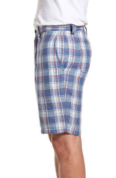 Shop Tommy Bahama Plaid De Leon Reversible Linen Shorts In Dockside Blue