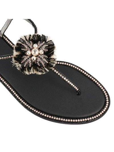 Shop René Caovilla Rene Caovilla Flat Sandals Shoes Women Rene Caovilla In Black