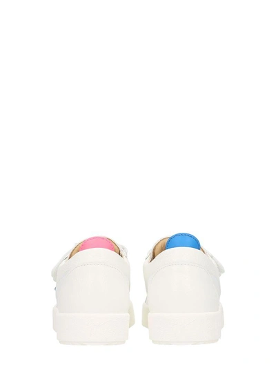 Shop Giuseppe Zanotti White Calfskin Leather Low-top Sneaker With Three Straps