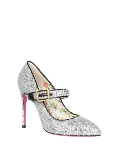 Shop Gucci Glitter Pump In Argento