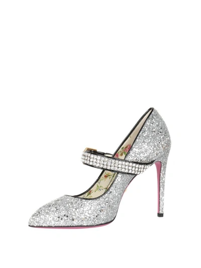 Shop Gucci Glitter Pump In Argento