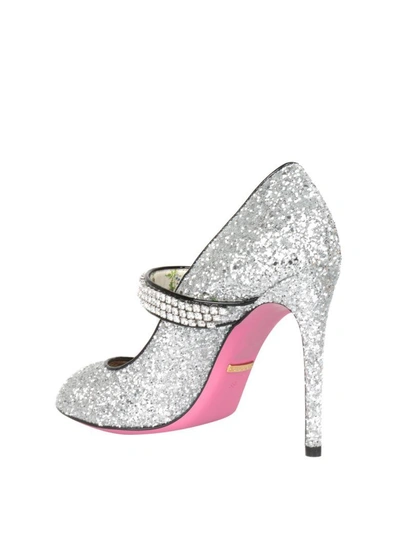 Shop Gucci Glitter Pump In Argento