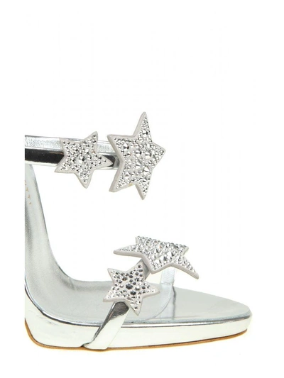 Shop Giuseppe Zanotti "harmony Star" Sandal In Silver Mirror Patent