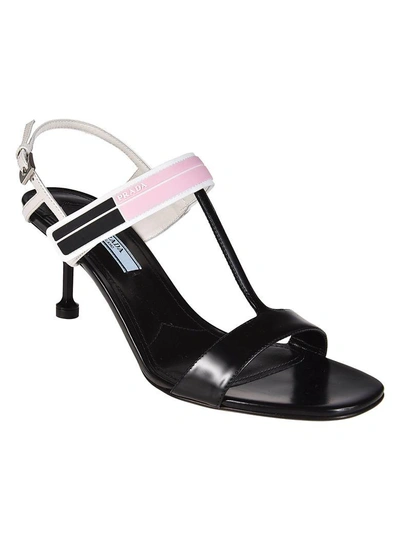 Shop Prada Two Tone Sandals In Nero+talco