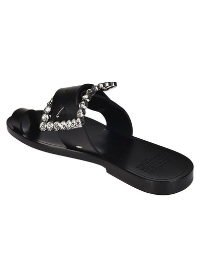 Shop Maison Margiela Crystal Buckle Sandals In Nero