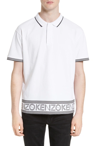 Shop Kenzo Logo Hem Tipped Polo In White