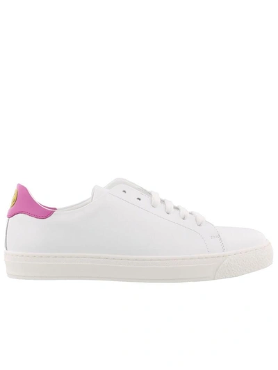 Shop Anya Hindmarch Tennis Wink Sneakers In White-pink