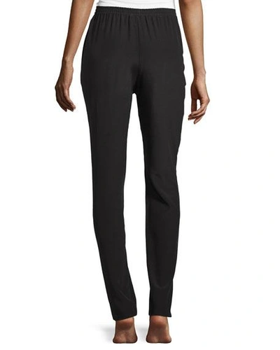 Shop Eskandar Slim-leg Silk Trousers, Black