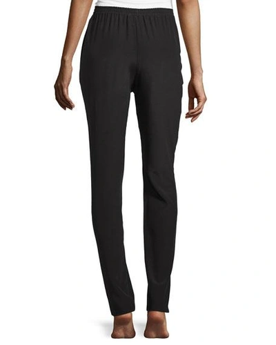 Eskandar Slim-leg Silk Trousers, Black In Black