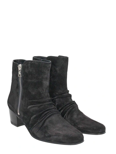 Shop Amiri Stack Black Suede Boots