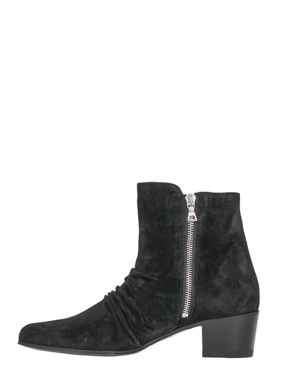 Shop Amiri Stack Black Suede Boots