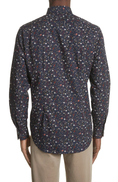 Shop Paul Smith Floral Print Shirt In Navy