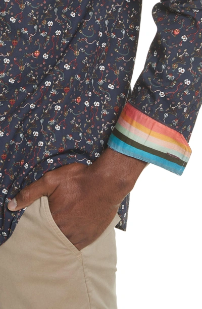 Shop Paul Smith Floral Print Shirt In Navy