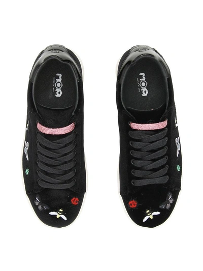 Shop Moa Embroidered Sneakers In Neronero