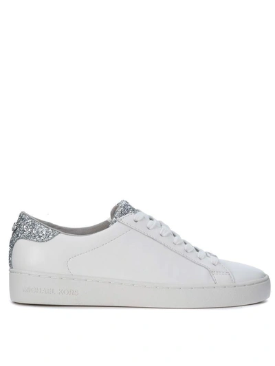Michael Kors Irving White Leather Sneaker With Silver Glitter Details |  ModeSens
