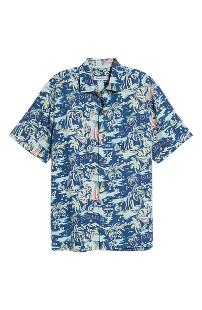 Shop Tommy Bahama Destination California Standard Fit Silk Camp Shirt In Bering Blue