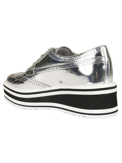 Shop Prada Brogues Platform Sneakers In Silver