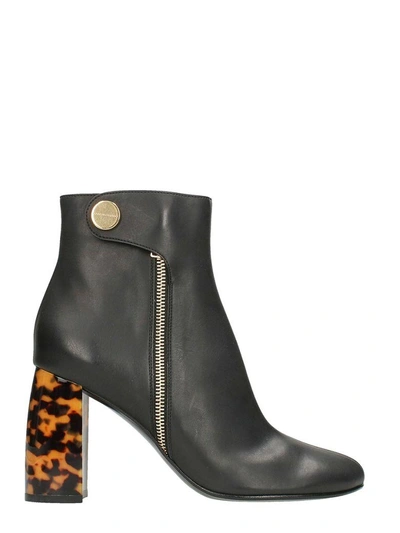 Shop Stella Mccartney Tortoiseshell Heel Ankle Boots In Black