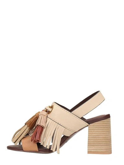 Shop See By Chloé Fringe Nappa Sandals In Beige