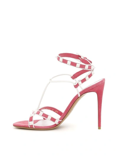 Shop Valentino Free Rockstud Sandals In Shadow Pink - Bianco Ottico (pink)