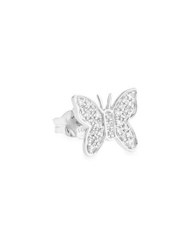 Shop Sydney Evan Mini Butterfly Stud Earring With Diamonds In White Gold
