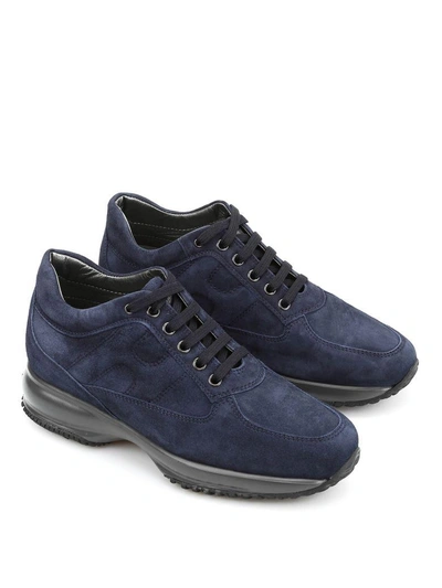 Shop Hogan Interactive Suede Sneakers In Blue