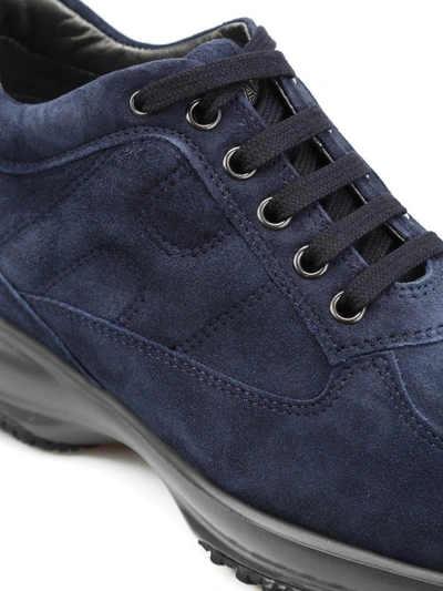 Shop Hogan Interactive Suede Sneakers In Blue