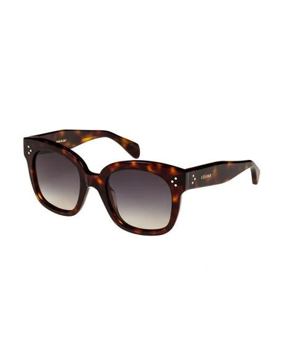 Shop Celine Square Polarized Acetate Sunglasses, Blue Pattern In Brown Pattern