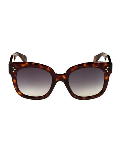 Celine Square Polarized Acetate Sunglasses, Blue Pattern In Brown Pattern